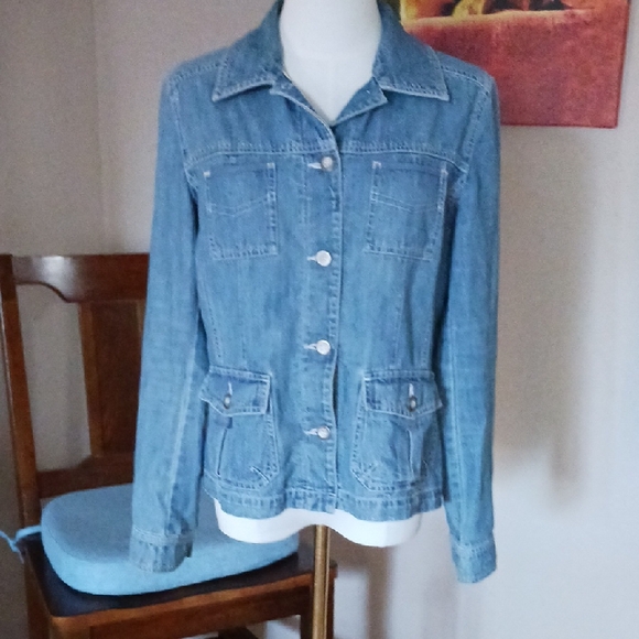 Sigrid Olsen Jackets & Blazers - Sigrid Olsen Light Blue Denim Jacket